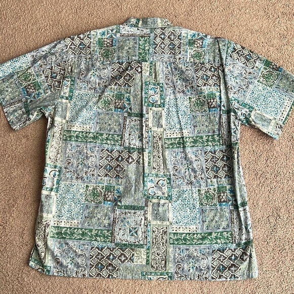Tori Richard Honolulu Hawaiian Cotton Green Patterned Short Sleeve Button Down - Picture 2 of 6